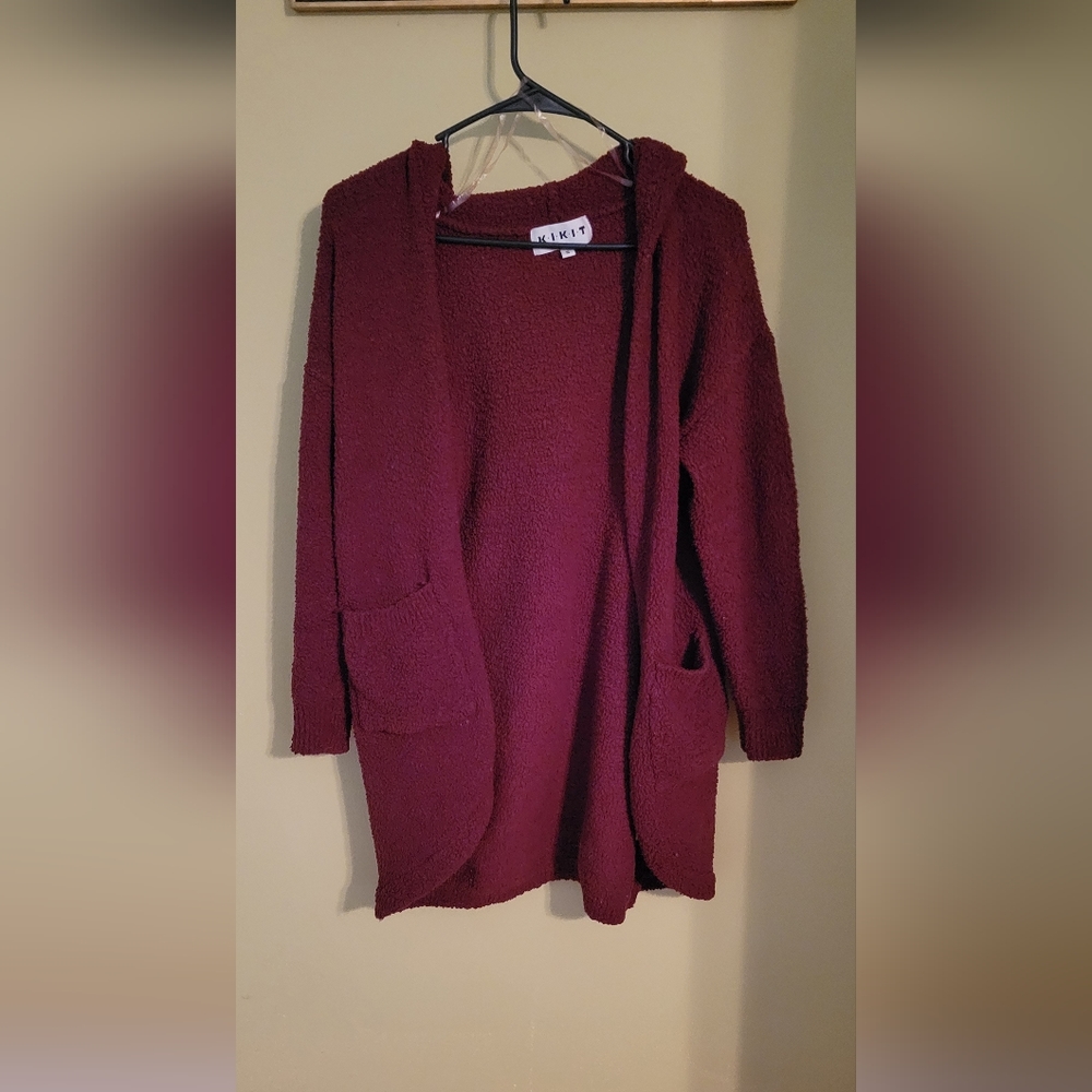 Fuzzy cardigan w/ pockets